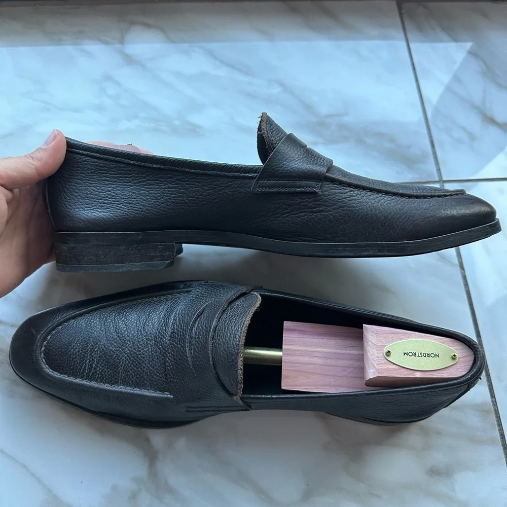 To Boot New York Adam Derrick Merritt Dark Brown Penny Loafers Leather Size 9 M